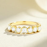 Diamond Eternity Ring with 0.7CT D Color Round Moissanite 10k 14k 18K Gold Plated 925 Silver for Women Wedding Engagement Jewely