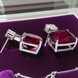 Lab-Grown Gemstone Earrings with D Color Moissanite 925 Silver Chubby Rectangular Anniversary Gift Hypoallergenic