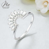 Sector Finger Ring with D Color Tifang-shaped Moissanite 10k 14k 18K Gold Plated 925 Silver for Daily Party Fine Jewely Gift