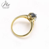 Engagement Ring Salt and Pepper Moissanite Diamond Pear Cut 925 Sterling Silver Plated with 18k Gold Wedding Jewelry Vintage