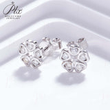 925 Sterling Silver with Hearts and Arrows Cut  Moissanite Small flower Earrings Lab-Grown Moissanite Gift-Giving