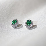 Lab Grown Gemstone Earring 1.7-2CT Oval Ruby Sapphire Colombia With Moissanite S925 Hypoallergenic Earring for Women Girls Gift