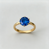 Customize Ring 6 Prongs Round Lab Grown Ruby Sapphire Columbia 925 Sterling Silver Wedding Engagement Band Charms Hypoallergenic