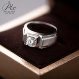 Sterling Silver Round Moissanite Ring for Men Only Gifts For Festivals And Anniversaries