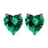 Heart Shaped Stud Earrings Lab Grown Gemstones Ruby Sapphire Emerald S925 Sterling Silver GRA Certificate Charms Birthday Gift