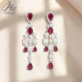 925 Sterling Silver Earrings Pear Cut Lab Grown Ruby Moissanite Earrings Unique Fine Jewelry For Women Men Party Gifts Charms