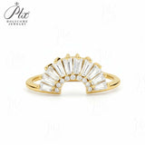 Sector Finger Ring with D Color Tifang-shaped Moissanite 10k 14k 18K Gold Plated 925 Silver for Daily Party Fine Jewely Gift