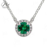 0.5CT Round Lab Created Emerald Halo Pendant Necklace