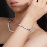 Round Tennis Bracelet Adorned with Exquisite Moissanite Multiple Size Options 925 Silver Material, Fashionable Holiday Gift