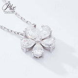 925 Sterling Silver 3EX Cut Pear Moissanite D Color Champagne VVS1 Five-petal Collarbone Necklace– Perfect for Daily Wear