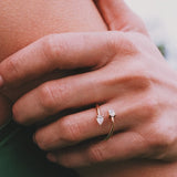 Custom Ring Two Pear Shape Open Moissanite Lab Grown Gemstones 925 Sterling Silver Wealth Charms Anniversary Gift Daily