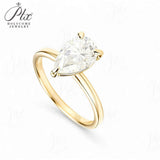 Moissanite Ring with 2CT D Color VVS1 Pear Moissanite S925 10k 14k 18k Plated White Yellow Rose Gold Daily Charm Party Jewely