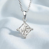 Princess Cut Classic Necklace 1/2/3CT D Color Moissanite S925 Plated White Yellow Rose Gold Chain for Engagement Chrisrmas Charm