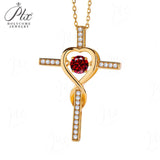 Moissanite Necklace 1CT 6.5mm Heart-Cross Pendant 925 Sterling Silver Women Wedding/Anniversary Special Gift Fine Jewelry Charms