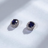 Lab Grown Gemstone Earring 1.7-2CT Oval Ruby Sapphire Colombia With Moissanite S925 Hypoallergenic Earring for Women Girls Gift