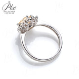 Floral Princess Square Cut Champagne Moissanite Ring Women Only Gifts For Festivals And Anniversaries