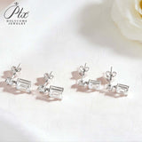 Moissanite Round Cut+Emerald Cut D White Earrings White Gold Yellow Gold Designer Studs Fine Jewelry Anniversary Wedding Gift