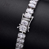 925 Silver 4*6mm Egg-Shaped Tennis Bracelet With D-Color Moissanite Unisex Ideal Gift For Gifting