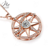 925 Sterling Silver Gold-Plated Octagonal Star Compass Pendant Necklace with D/VVS1 Grade Moissanite Exquisite Women's Jewelry