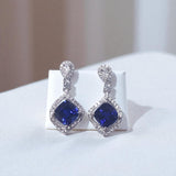 Lab Grown Gemstone Earrings 1.8-2.7CT Chubby Square Ruby Sapphire Colombia Side Moisanite S925 for Women Engagement Christmas