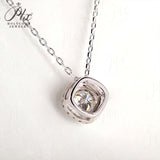 Moissanite Square-shaped Necklace Pendant Multicolor S925 Sterling Silver Gemstone Jewelry Women Wedding Anniversary Gift Party