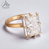 Radiant Cut Ring with 5CT D Color Moissanite Diamond 10k 14k 18K Gold Plated 925 Silver for Women Man Engagement Wedding Jewely