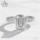 Diamond Ring Customize 2ct Emerald Cut 10K 14K 18K 925 Silver Proposal Band jewelry for Woman Hypoallergenic Birthday Gift