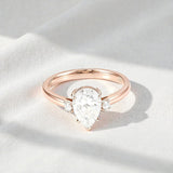 Pear Cut Moissanite Engagement Ring in 10K/14K/18K Gold Classic Solitaire Promise Ring Perfect Wedding Anniversary Gift