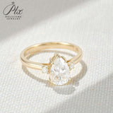 Pear Cut Moissanite Engagement Ring in 10K/14K/18K Gold Classic Solitaire Promise Ring Perfect Wedding Anniversary Gift