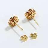 Flower-Shaped Earring Jewelry with Moissanite/Sapphire/Ruby 925 Sterling Silver Plated Screwback Earrings for Women