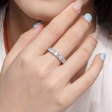 High Quality 4 Prong Emerald Cut DEF VS Lab Diamond Eternity Band 925 Sterling Silver Ring Proposal Ring