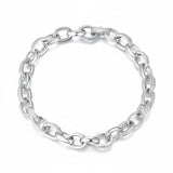 Clasp Bracelet with 1.2mm D Color Round Moissanite S925 Silver Plated Chain for Man Minimalist Delicate Jewelry Gift Daily