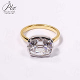 5CT Cushion Cut Moissanite Ring for Women Solid 18K 14K 10K Yellow Gold Two Tone Ring for Christmas Gifts