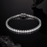 Round Tennis Bracelet Adorned with Exquisite Moissanite Multiple Size Options 925 Silver Material, Fashionable Holiday Gift