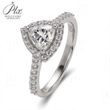 Trillion Cut 1CT 925 Sterling Silver Half-Eternity Halo Moissanite Ring Women Only Gifts For Festivals And Anniversaries
