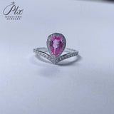 Crown Ring 5X8mm Pear Lab Grown Ruby Sapphire Zambian Padparadscha 925 Silver Ring for Women Man Engagement Christmas Party Gift