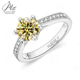 Moissanite Ring 6 Claws Silver Ring 12 Colors Round 1CT 925 Sterling Sliver Fine Jewelry Birth Stones Wedding Gift Jewel Ring