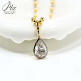 Lab Grown Diamond Pear Cut 6.75ct 4mm Gold Beaded Necklace 18K D Color 3EX VVS1 Clarity Diamond Wedding  Anniversary