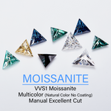 100% Real Moissanite Stone Triangle Cut Multicolor VVS1 Loose Beads With Certificate For Women Jewelry Making Charms Wholesale