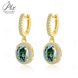 Total 4ct Green Oval Moissanite Drop Earrings with Certificate Passed Diamond Test Women 's Jewelry Christmas Gift S925 Silver