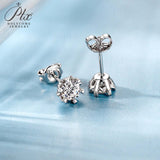 Snowflake - 925 Sterling Silver 1CT Round Moissanite Stud Earrings Women Only Gifts For Festivals And Anniversaries