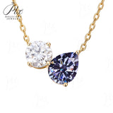 Round 6.5mm Pear 7×9mm Moissanite Diamond Necklace 3EX Hearts and Arrows  VVS1 D Color Ruby Sapphire  Columbia Emerald  Fancy Color Moissanite  Gift