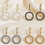 Hoop Earrings 2.6CT D White/Black/Champagne/Vivid blue Round Moissanite S925 Silver Plated for Fishion Party Gift Hypoallergenic