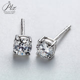 Cultivated Diamond Stud Earrings Round D Color VVS1 925 Sterling Silver Hypoallergenic Non Tarnish Minimal Commute Earring