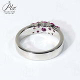 Ring Flower Bud Shape Lab Grown Pink Sapphire 10K 14K 925 Sterling Silver Wedding Band jewelry for Woman Men Romantic Charms