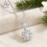 Sun Double-Flower Necklace D Color Round Moissanite Diamond S925 Silver Plated Dainty Chain for Enegament Party Daily Perfect