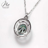 3CT Oval Shape Fancy Vivid Blue Moissanite S925 Sterling Silver Double Hollow Halo Pendant Necklace