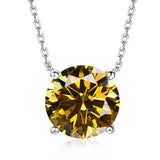 Necklace Moissanite 4-Prongs Pendant Multicolor Round 6.5mm Multicolor Gemstone Jewelry Women Birthday Engagement Gift Charms