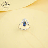 Crown Ring 5X8mm Pear Lab Grown Ruby Sapphire Zambian Padparadscha 925 Silver Ring for Women Man Engagement Christmas Party Gift