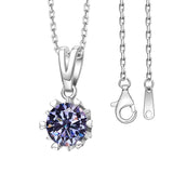 Moissanite Necklace Snowflake Pendant Multicolor Round Cut 925 Sterling Silver 1ct  For Women Wedding Bridal Fine Jewelry Charms